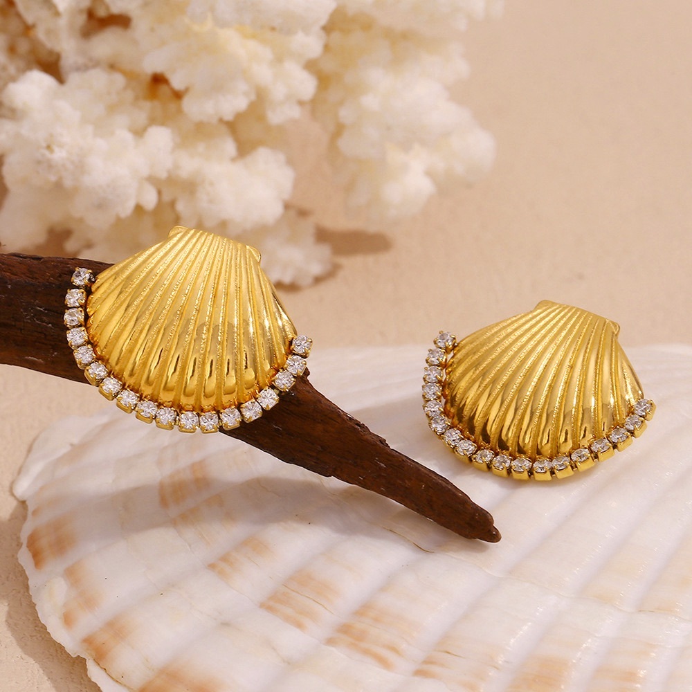 Gold Shell Earrings*Ocean Inspired Earrings*Waterproof and Sweatproof